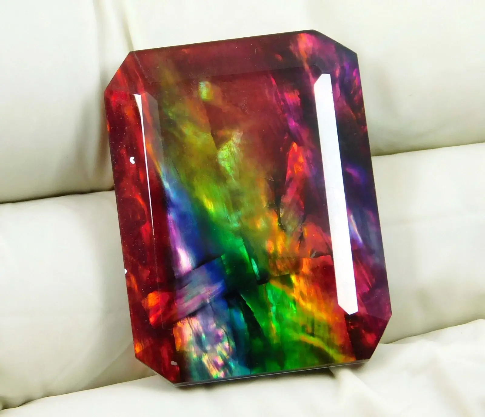 Doublet 50.70 Ct Certified Natural Ammolite Opal-Like Organic Loose Gemstone ABC Jewelery